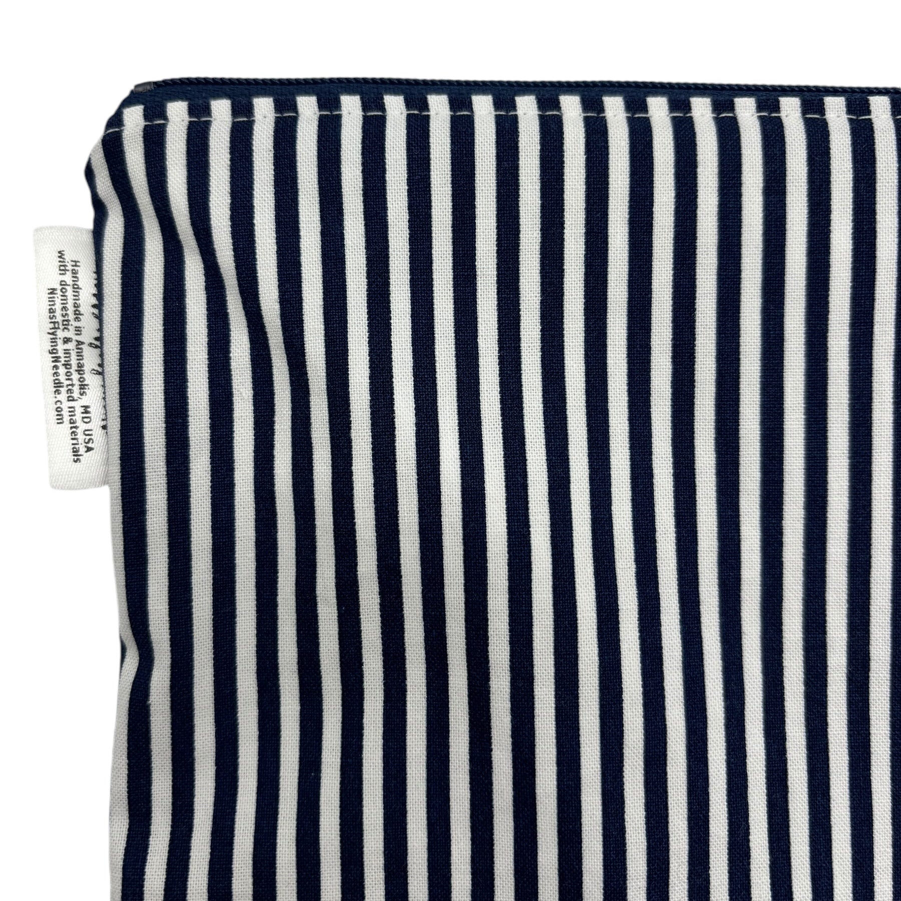 Sandwich Sized Reusable Zippered Bag Stripes Navy Blue