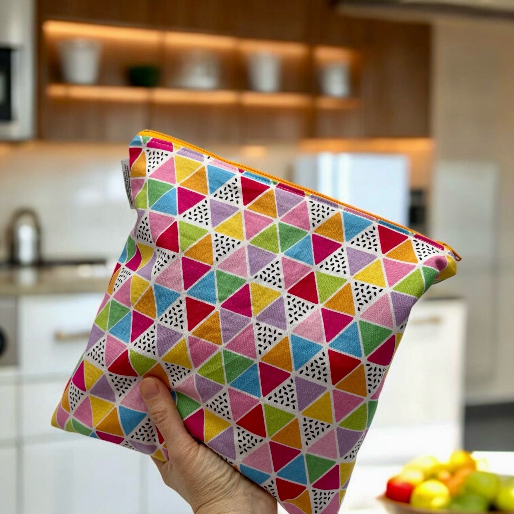 Gallon Sized Reusable Zippered Bag Funky Triangles