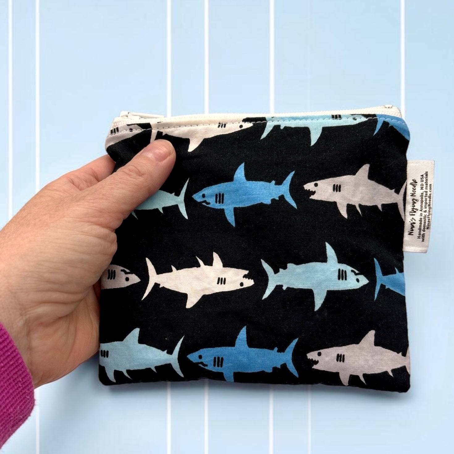 Toddler Sized Reusable Zippered Bag Sharks