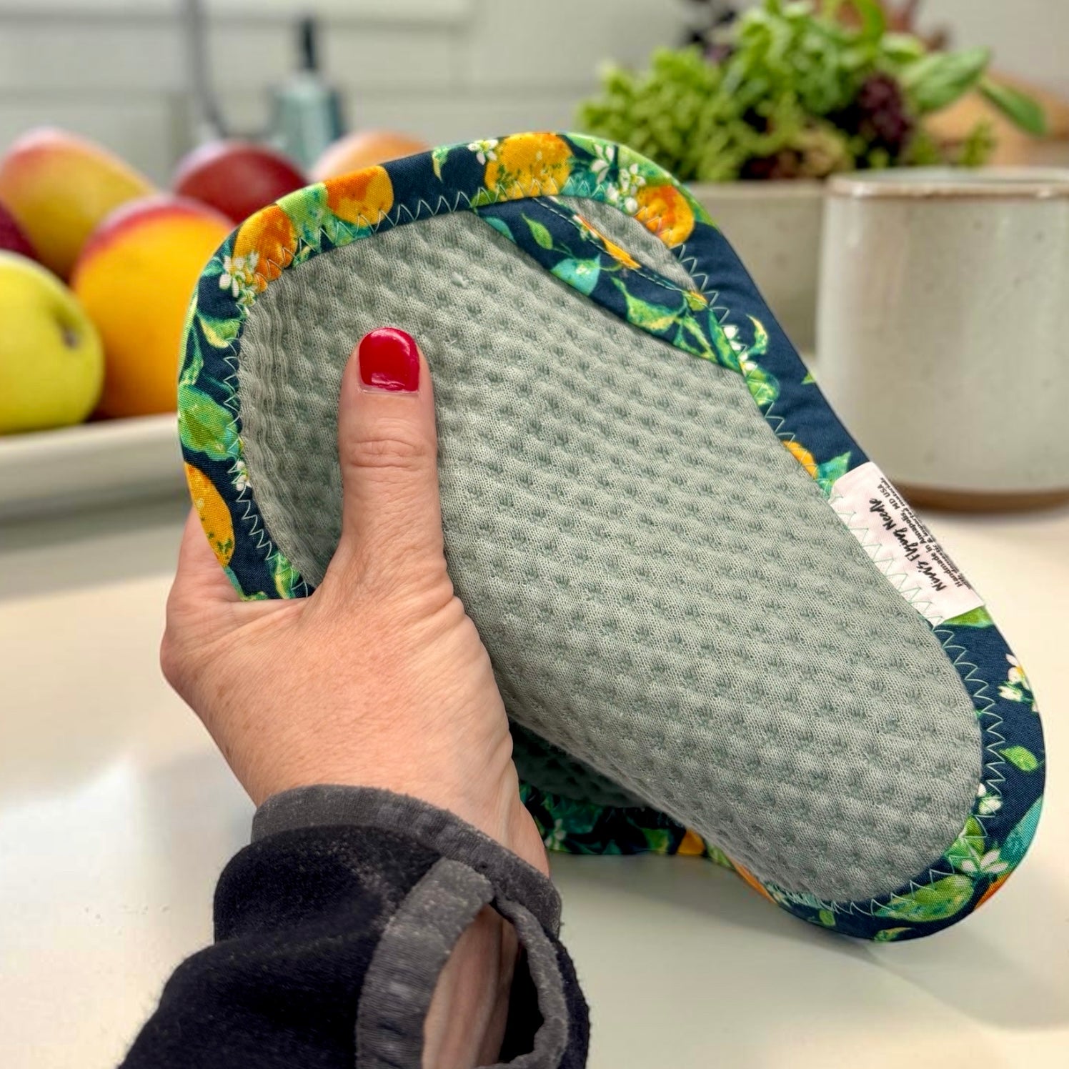 Set of 2 TINY Reusable Paper Towels - Citrus on Green