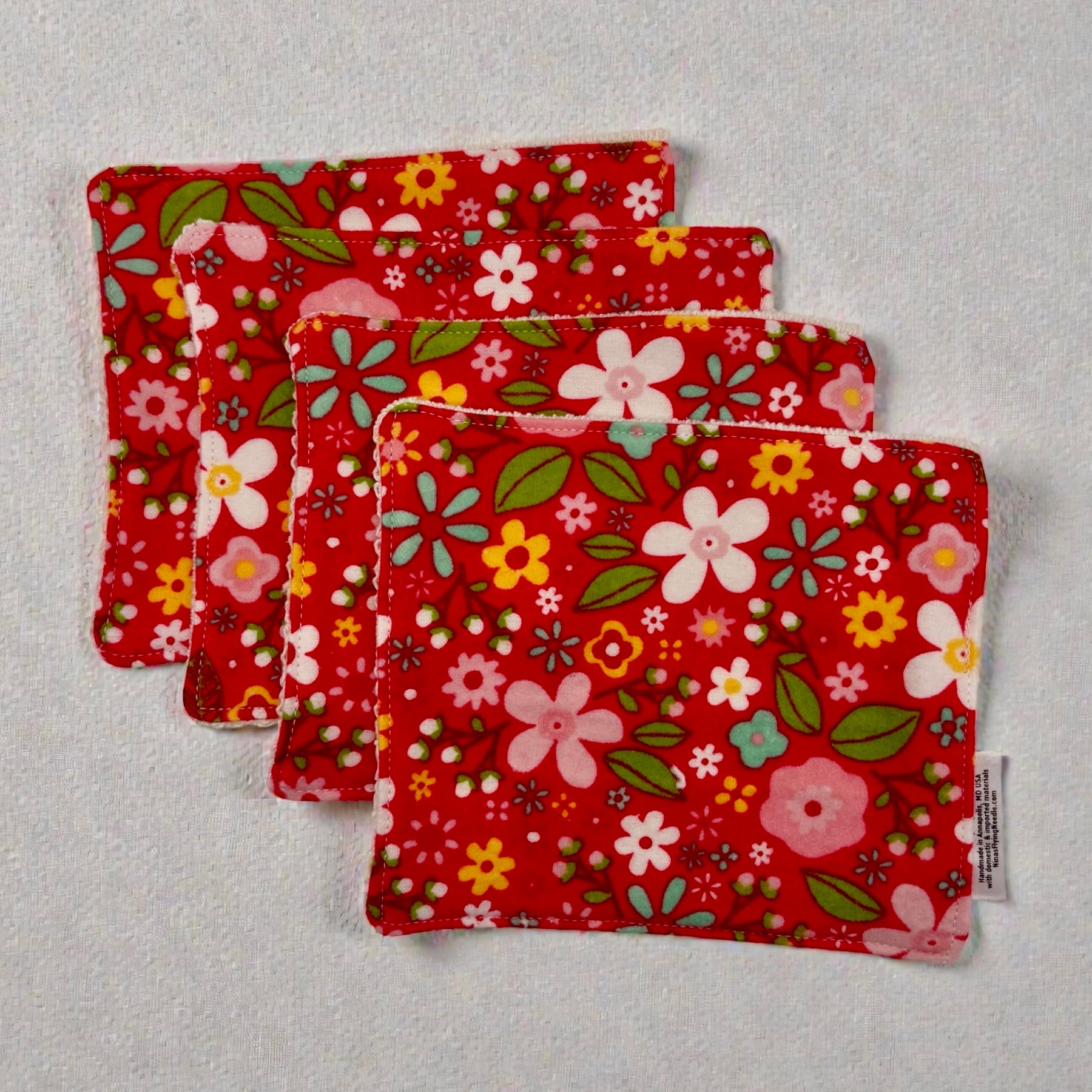 Wash Cloths - Minis - Florals and Solid Red