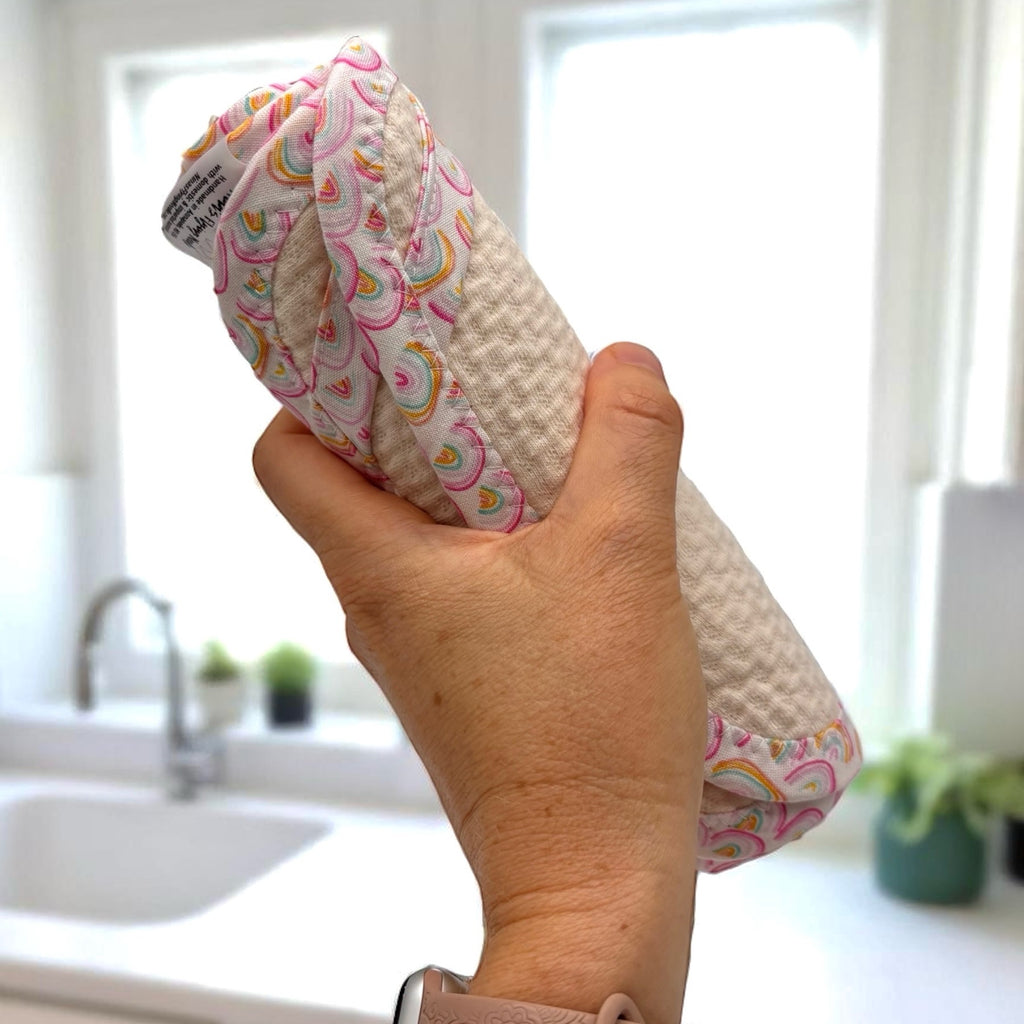 Set of 2 Reusable STANDARD Paper Towels - Rainbow Pink