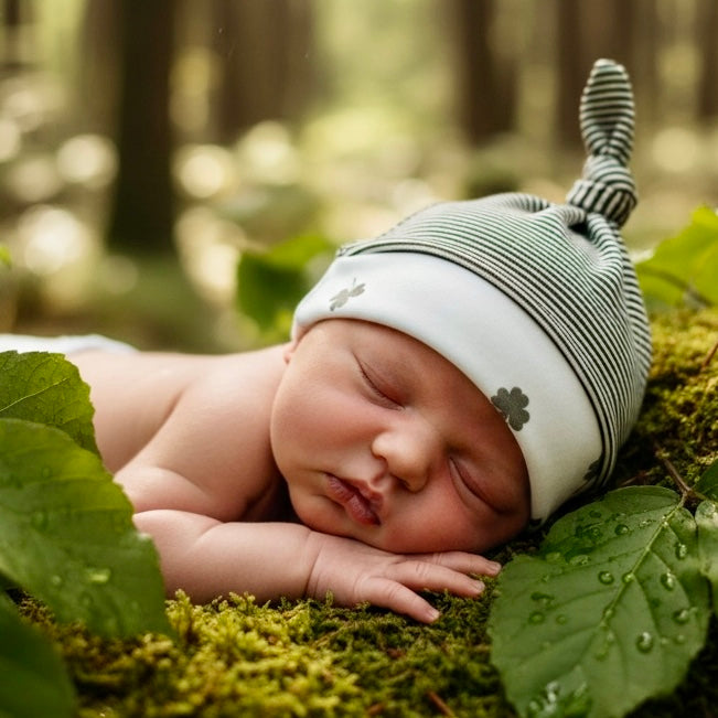 Knot Hat in Newborn: Stripes with Clover