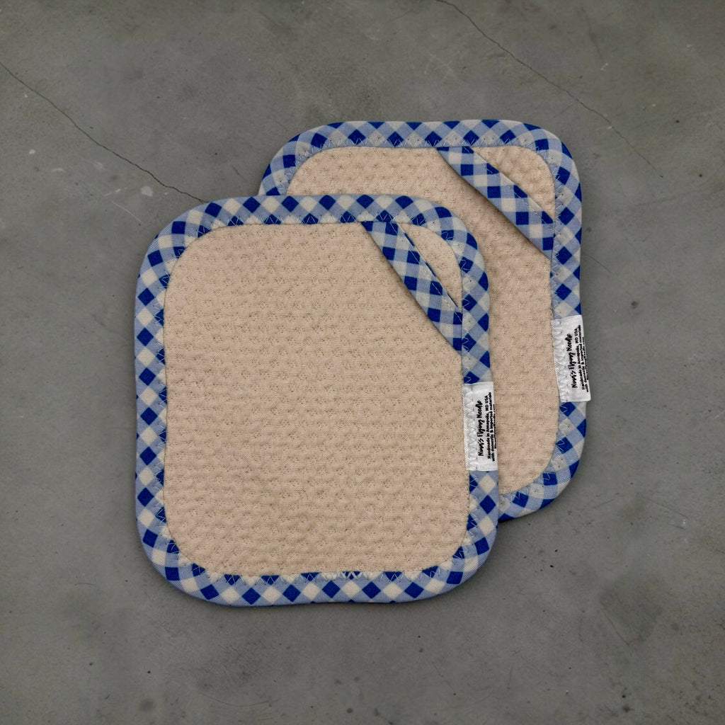 Set of 2 TINY Reusable Paper Towels - Gingham Blue
