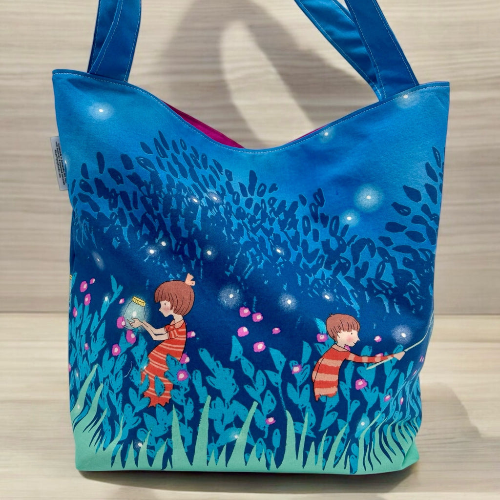 Children's Library Sized Reversible Tote Fireflies