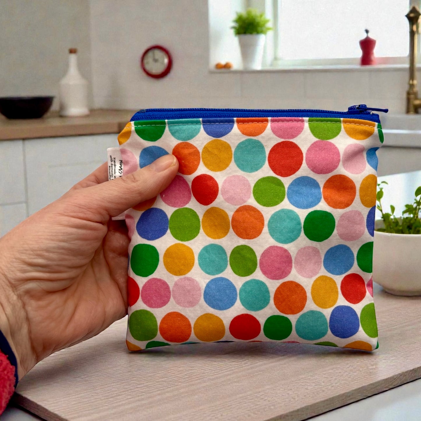 Toddler Sized Reusable Zippered Bag Dots Colorful