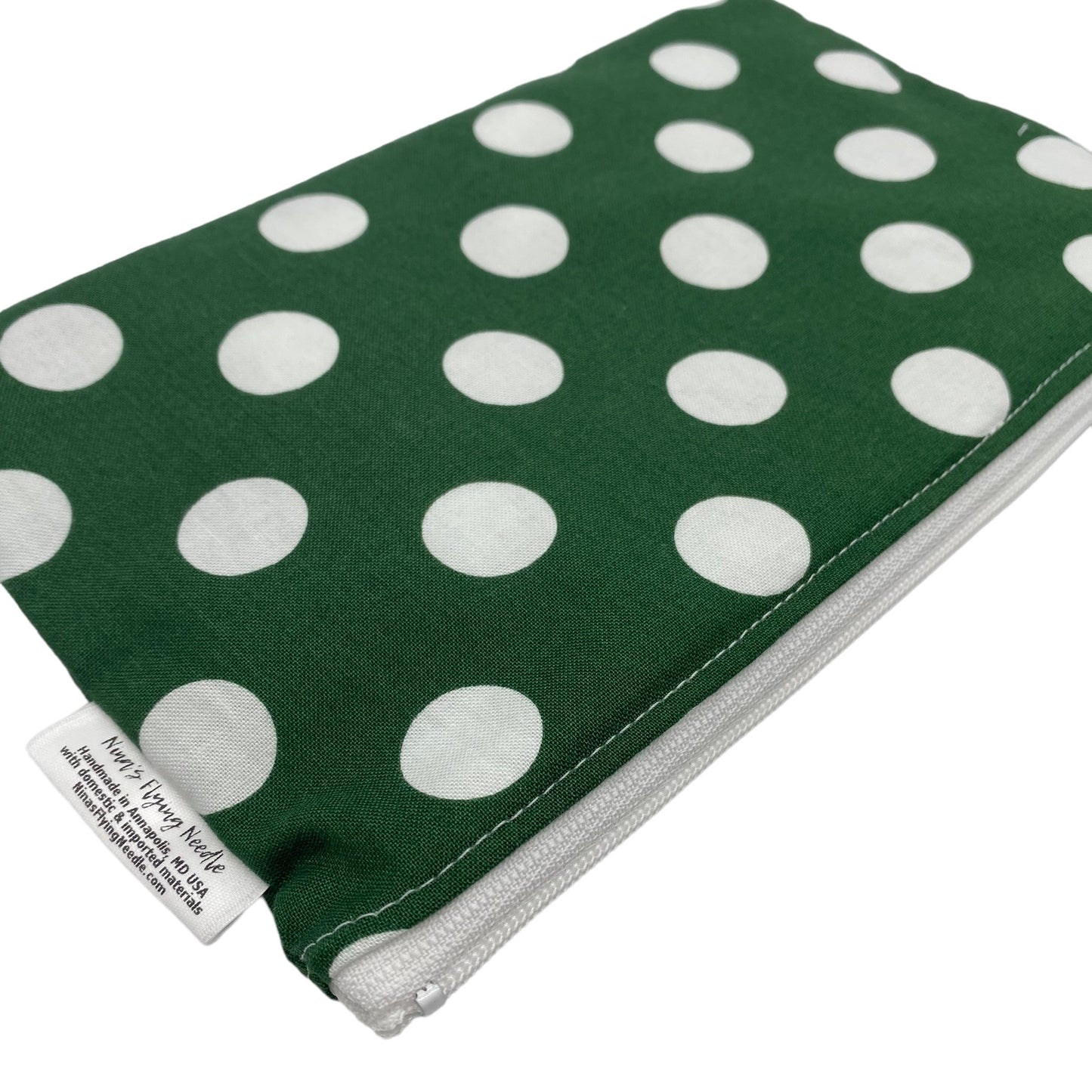 Snack Sized Reusable Zippered Bag Dots on Green