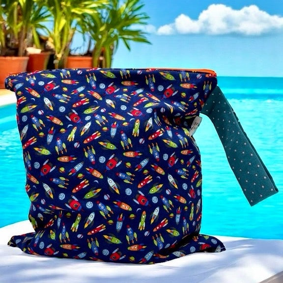 Large Wet Bag with Handle Rockets