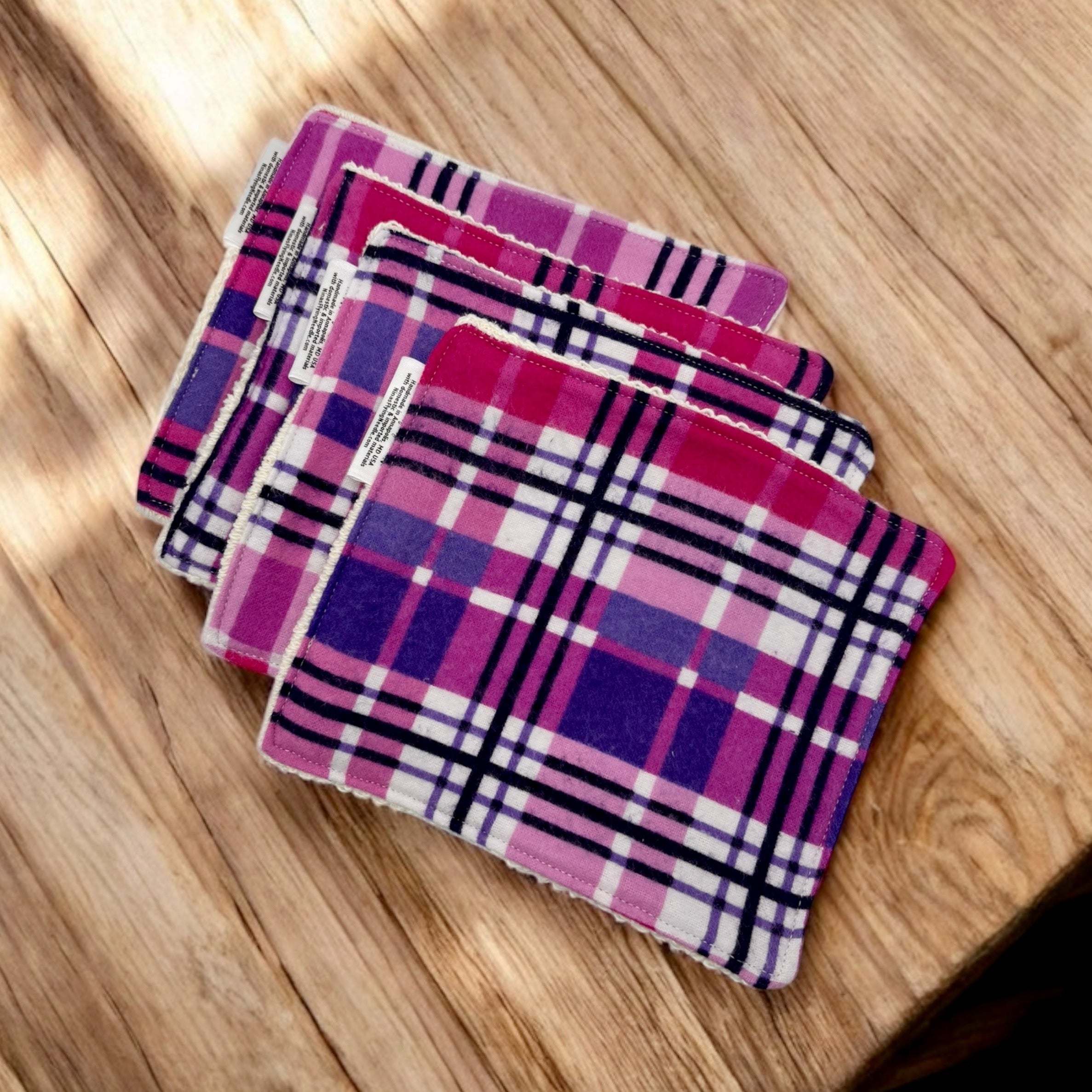 Wash Cloths - Minis - Plaid - Purple/Pink
