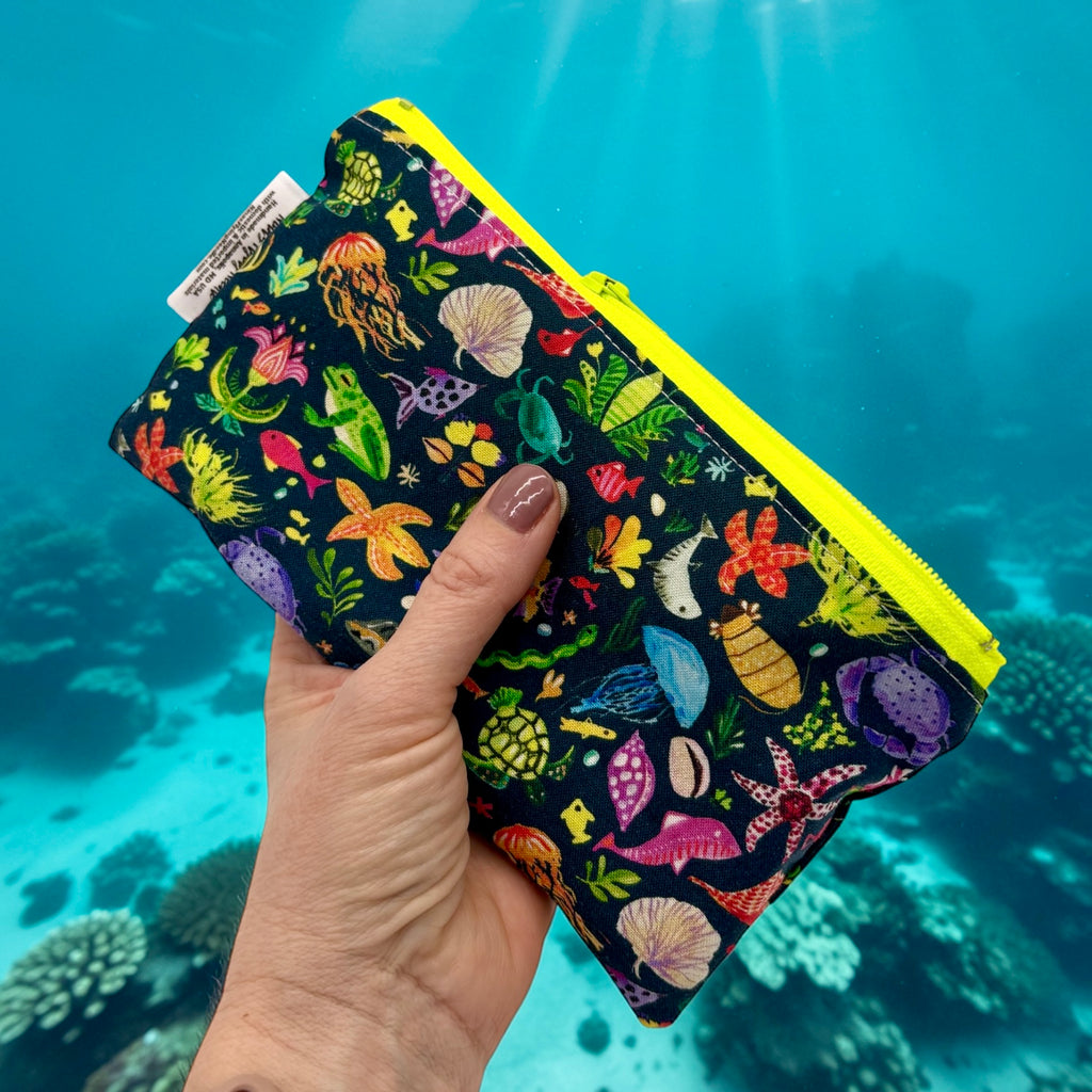 Knick Knack Sized Reusable Zippered Bag Animals Ocean