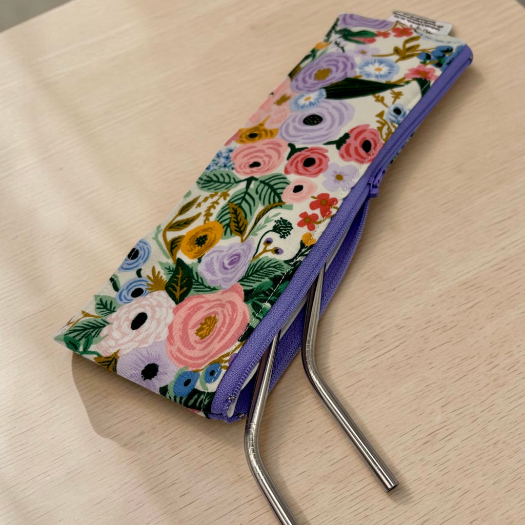 Regular Sized Reusable Straw/Utensil Wet Bag Floral Pastel Rifle Paper Co.