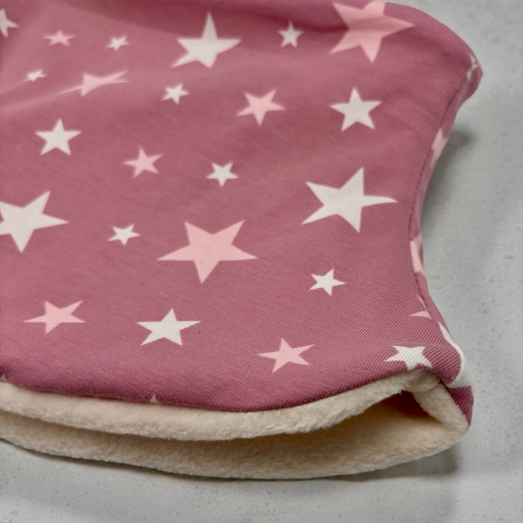 Child's Handmade Neck Warmer Stars on Rose Pink