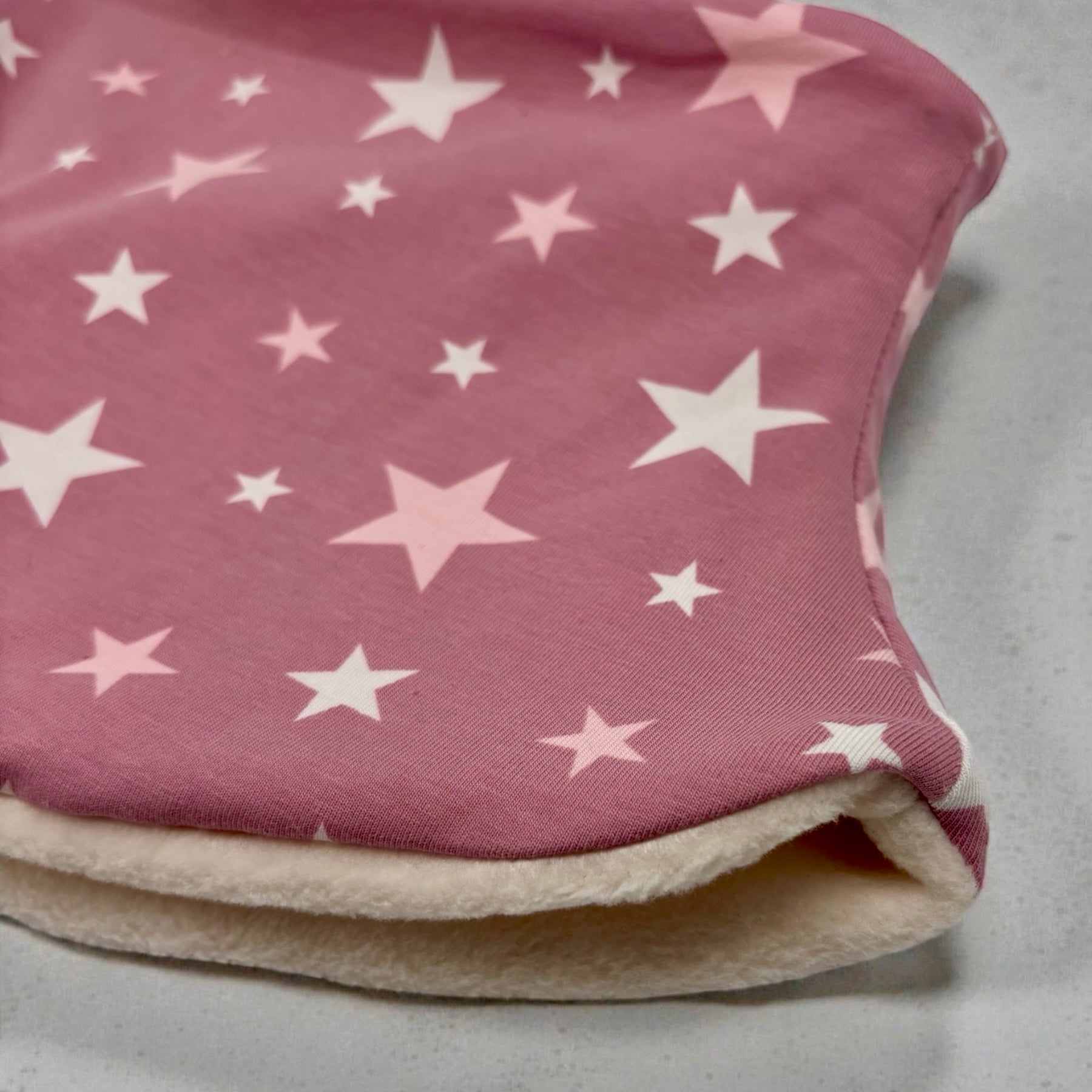 Child's Handmade Neck Warmer Stars on Rose Pink