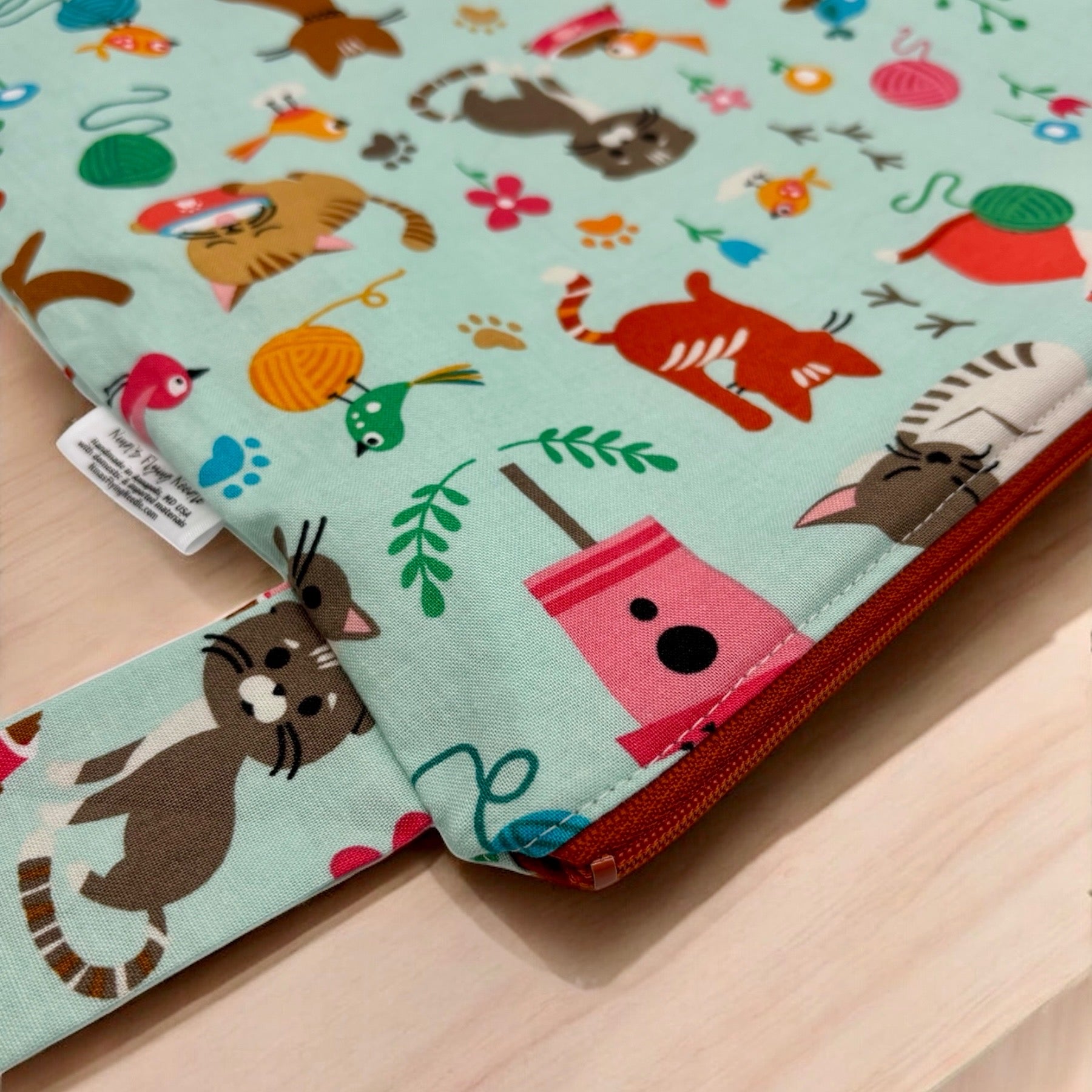 Large Wet Bag with Handle Cats