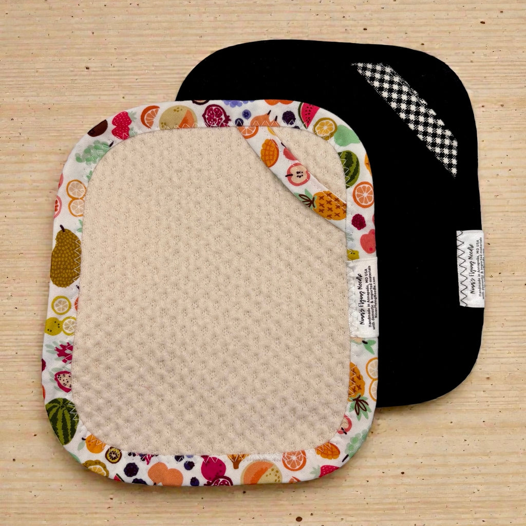 Set of 2 TINY Reusable Paper Towels - Fruit and Black