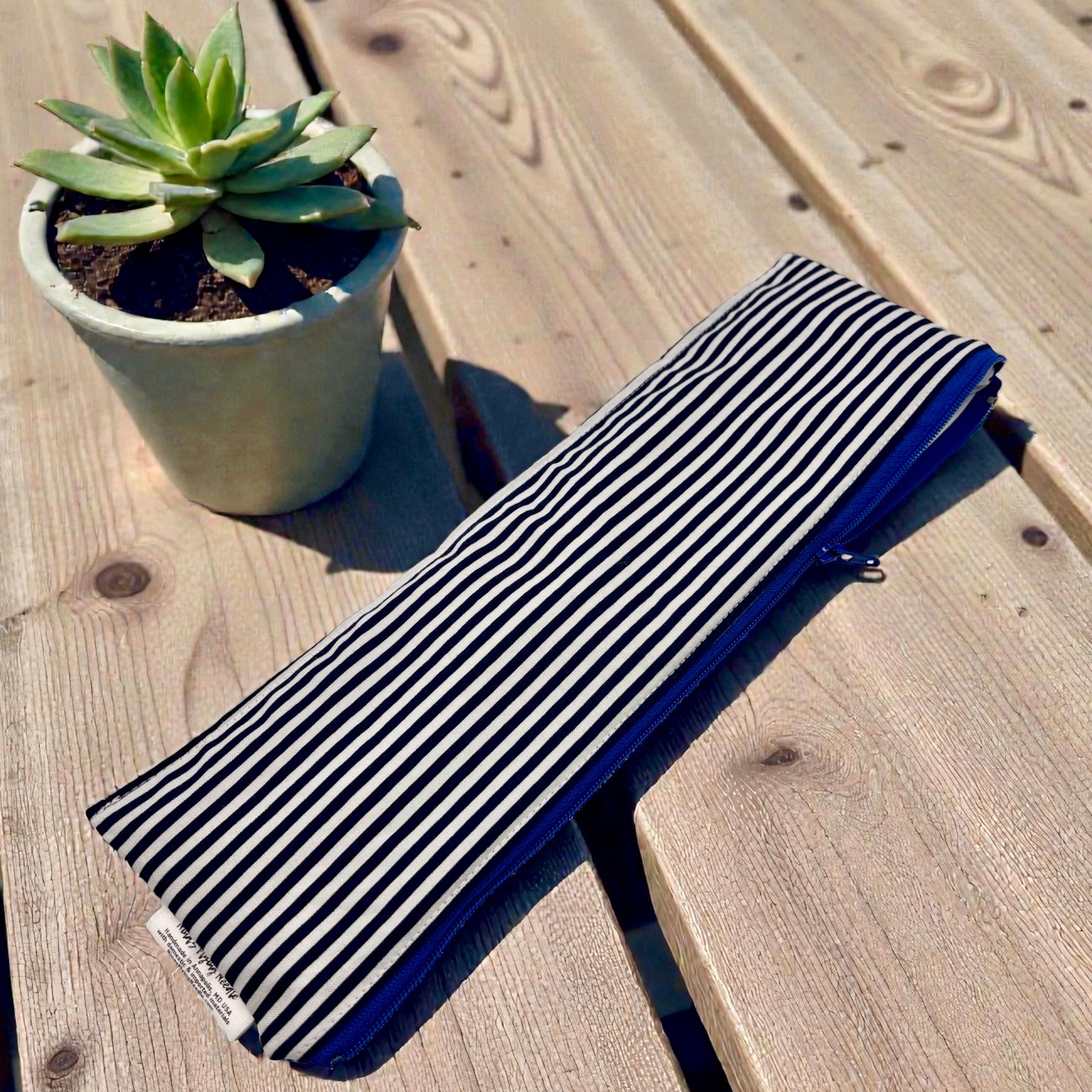 XXL Sized Reusable Straw Stripes Navy