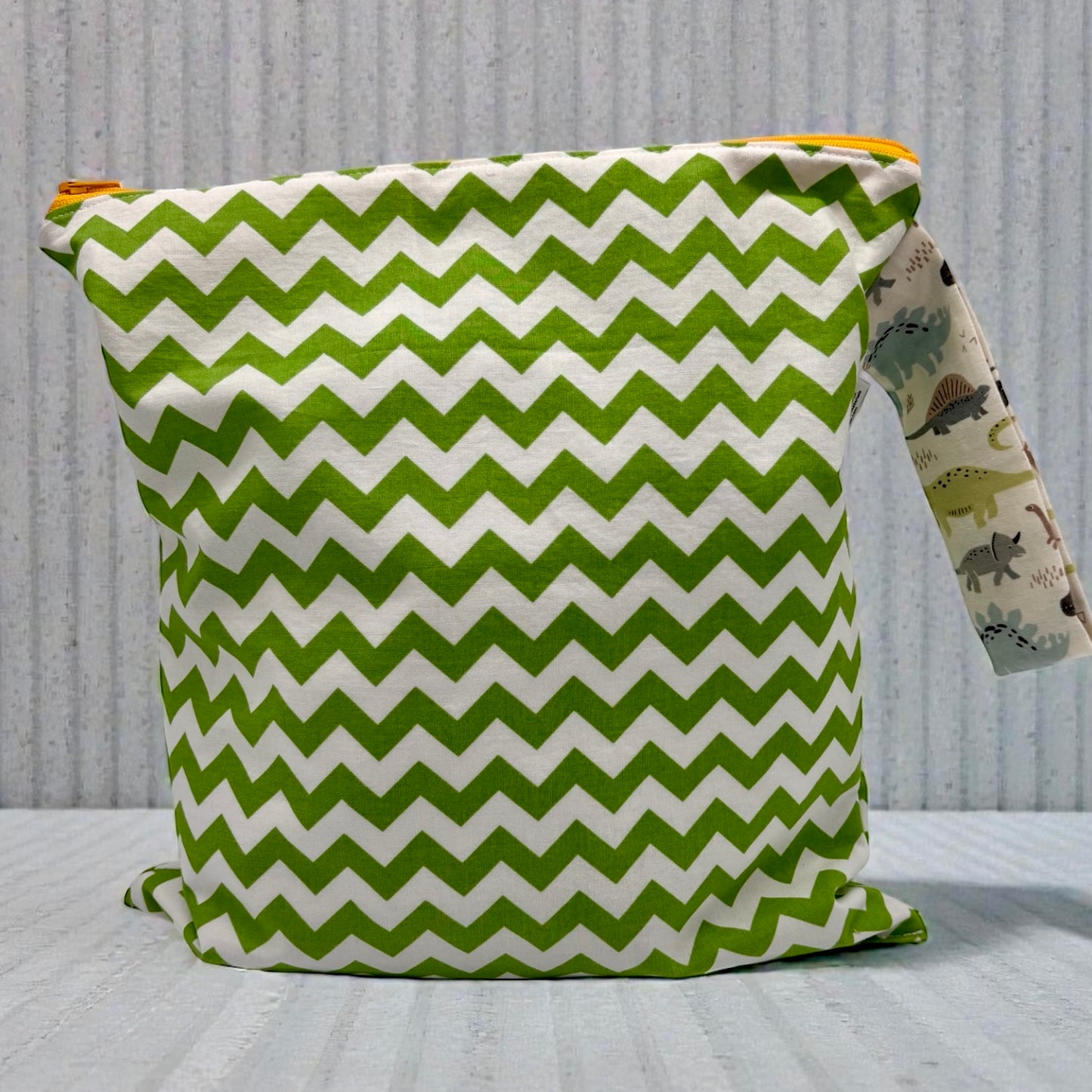 Large Wet Bag with Handle Chevron and Dinosaurs