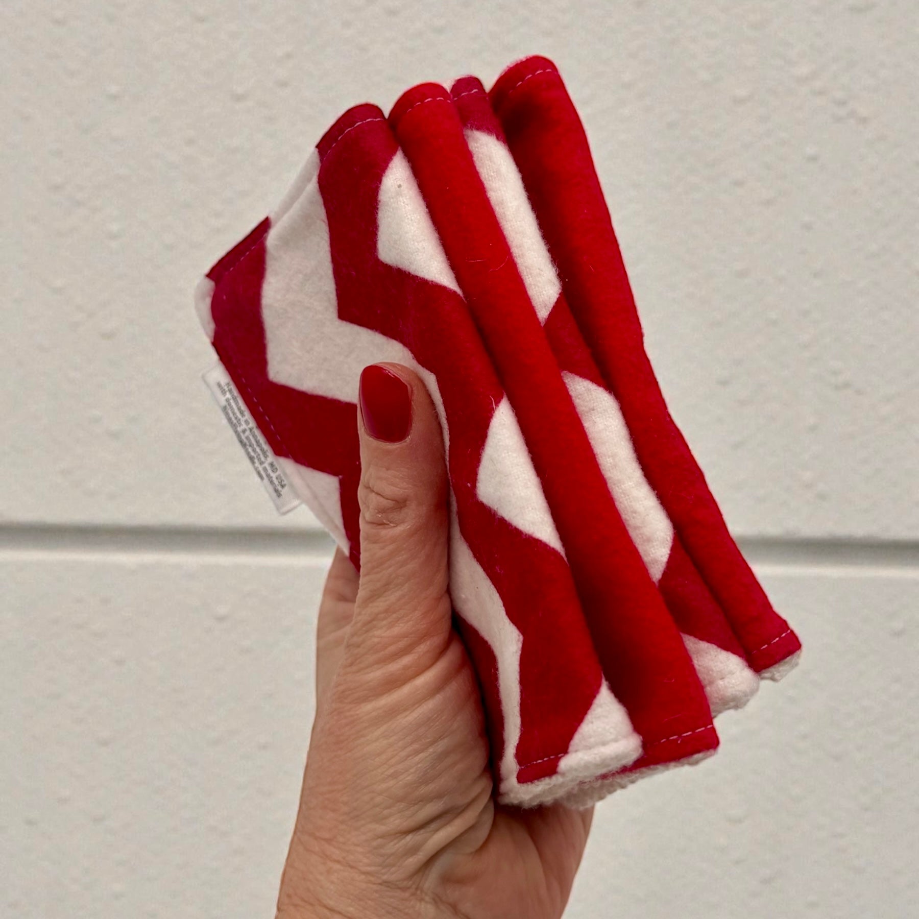 Wash Cloths - Minis - Chevron Red and White