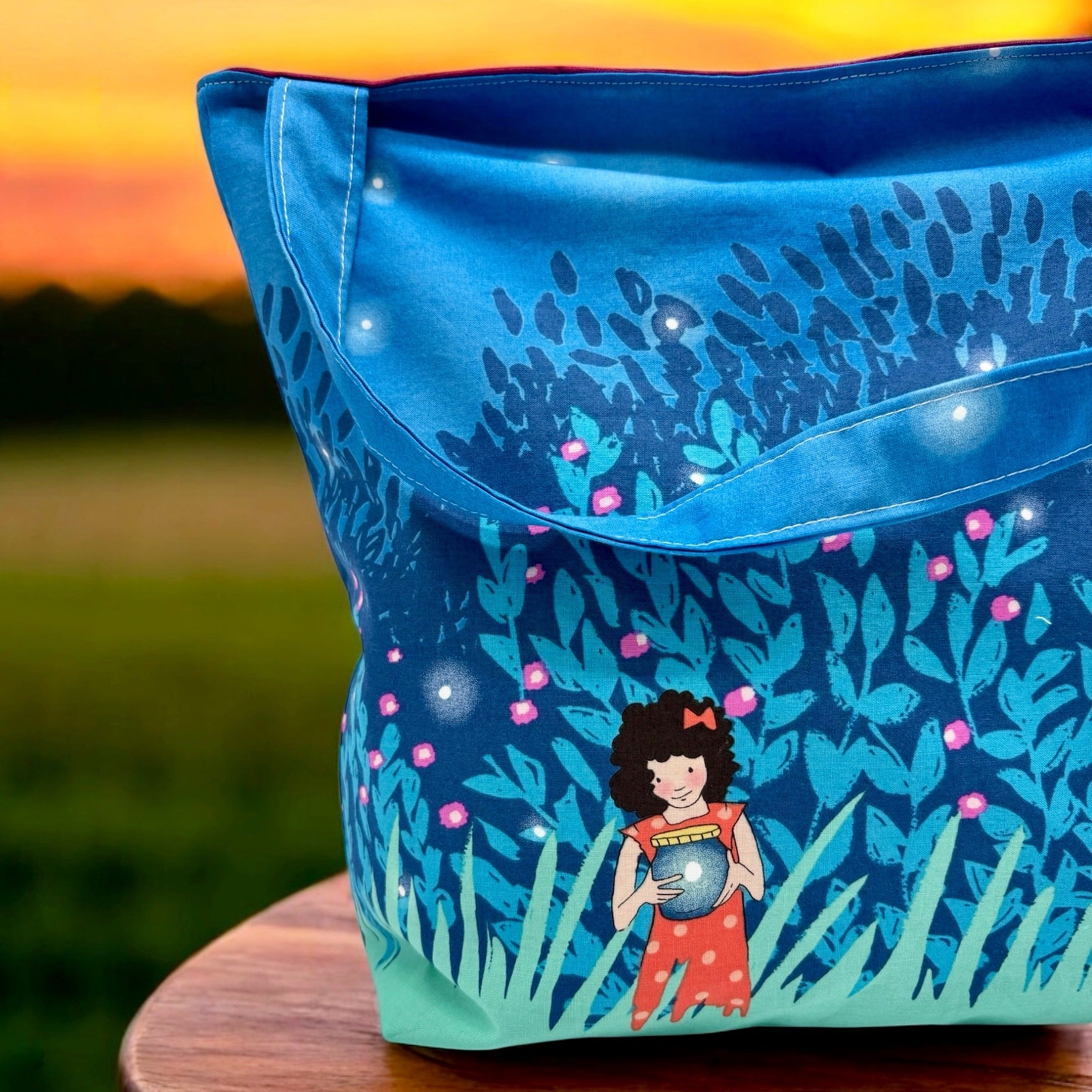 Children's Library Sized Reversible Tote Fireflies
