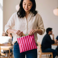 Sandwich Sized Reusable Zippered Bag Stripes Pink
