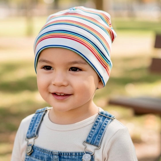 Beanie Hat in Little Kid: Rainbow Stripes