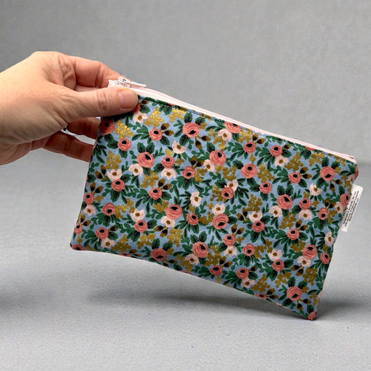 Snack Sized Reusable Zippered Bag Floral with Gold Accents