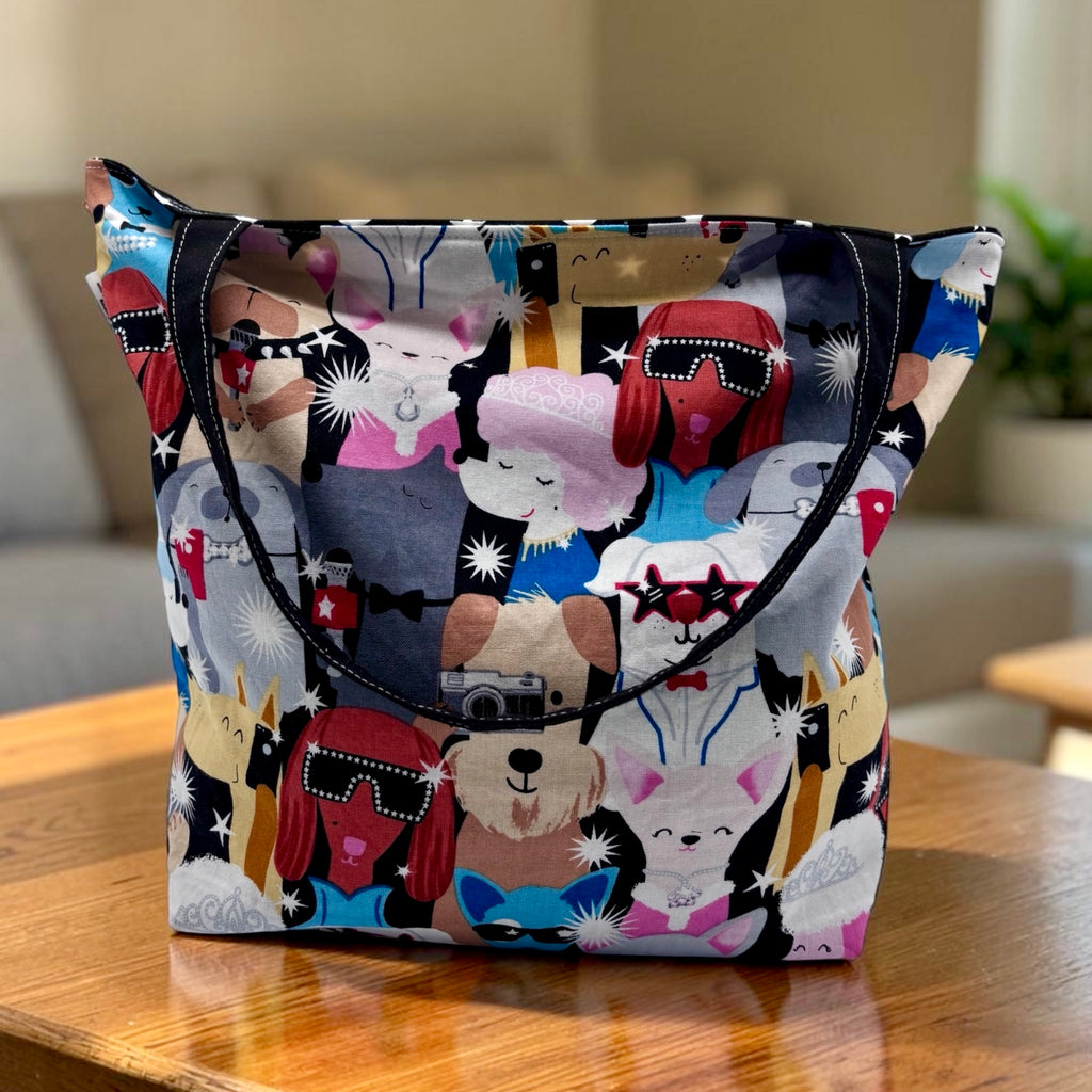 Children's Library Sized Reversible Tote Dogs Paparazzi