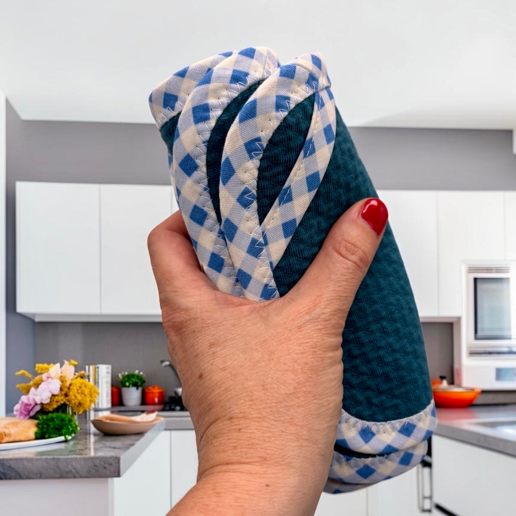 Combo Set of 2 Paper Towels - Gingham Blue on Blue