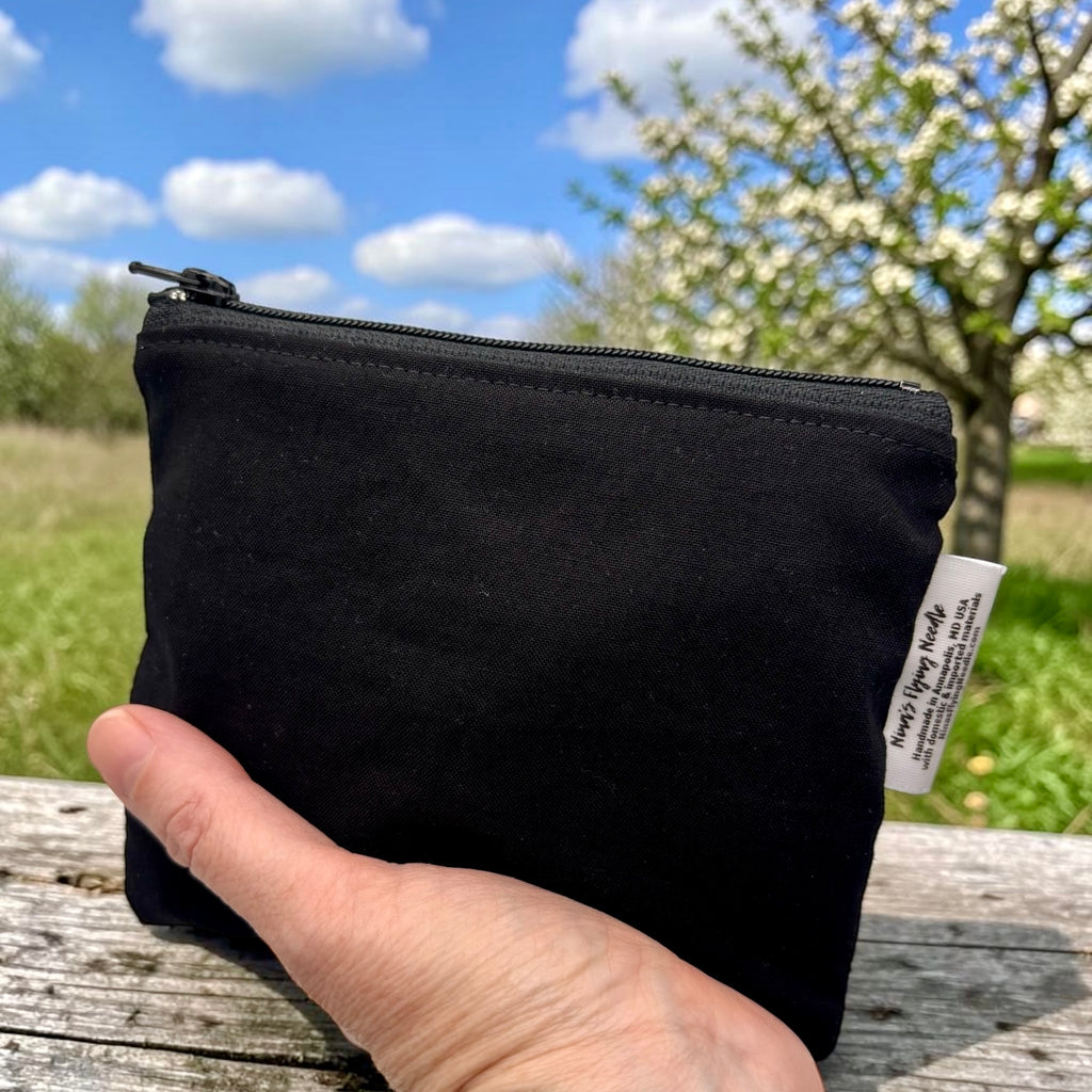 Toddler Sized Reusable Zippered Bag Black Solid