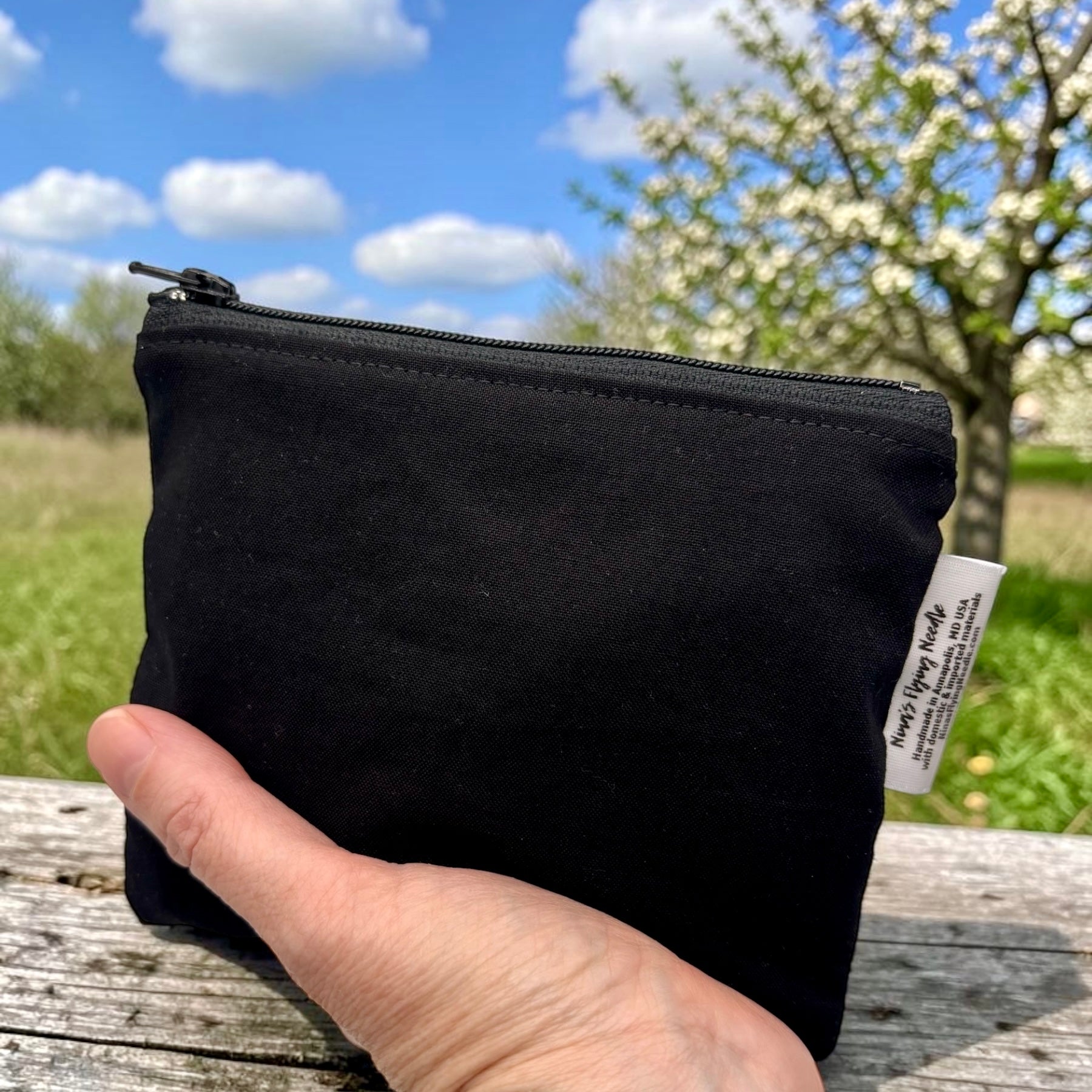 Toddler Sized Reusable Zippered Bag Black Solid