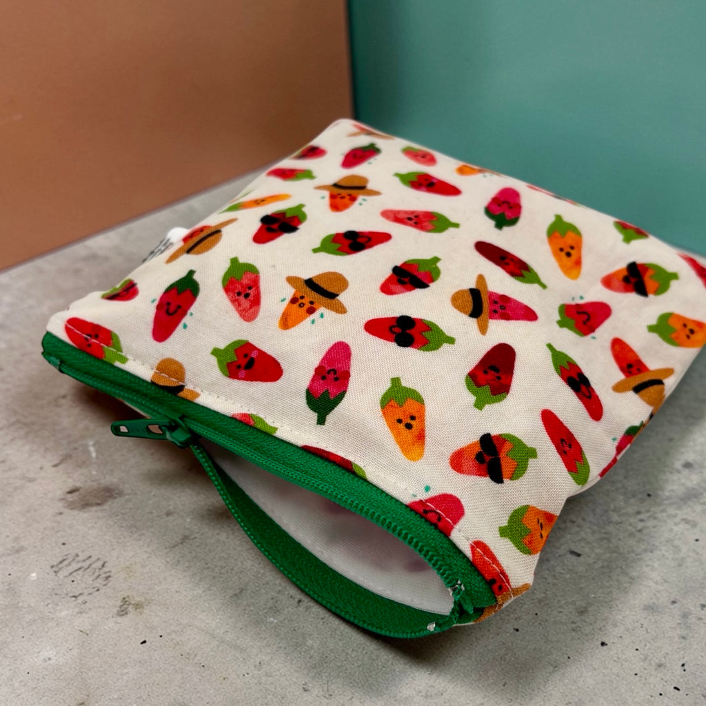 Toddler Sized Reusable Zippered Bag Chili Peppers