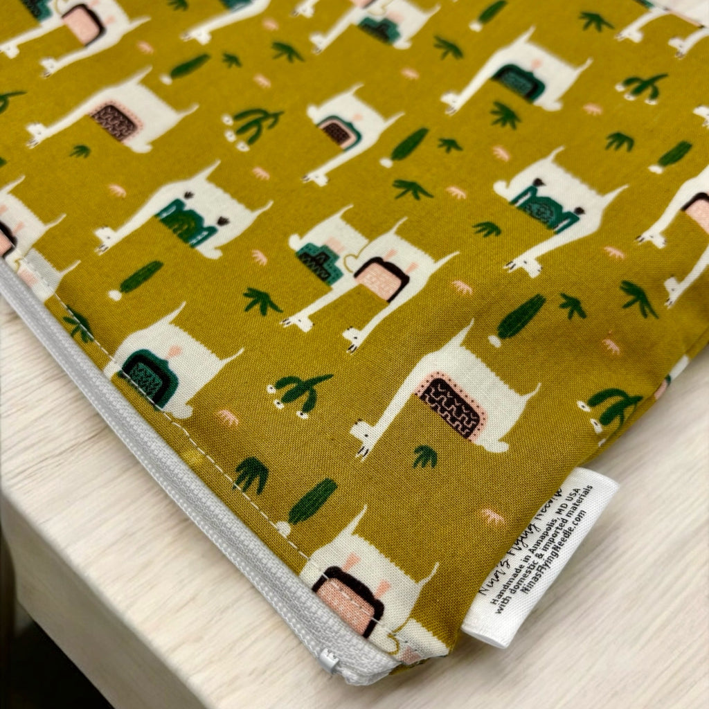 Sandwich Sized Reusable Zippered Bag Llamas