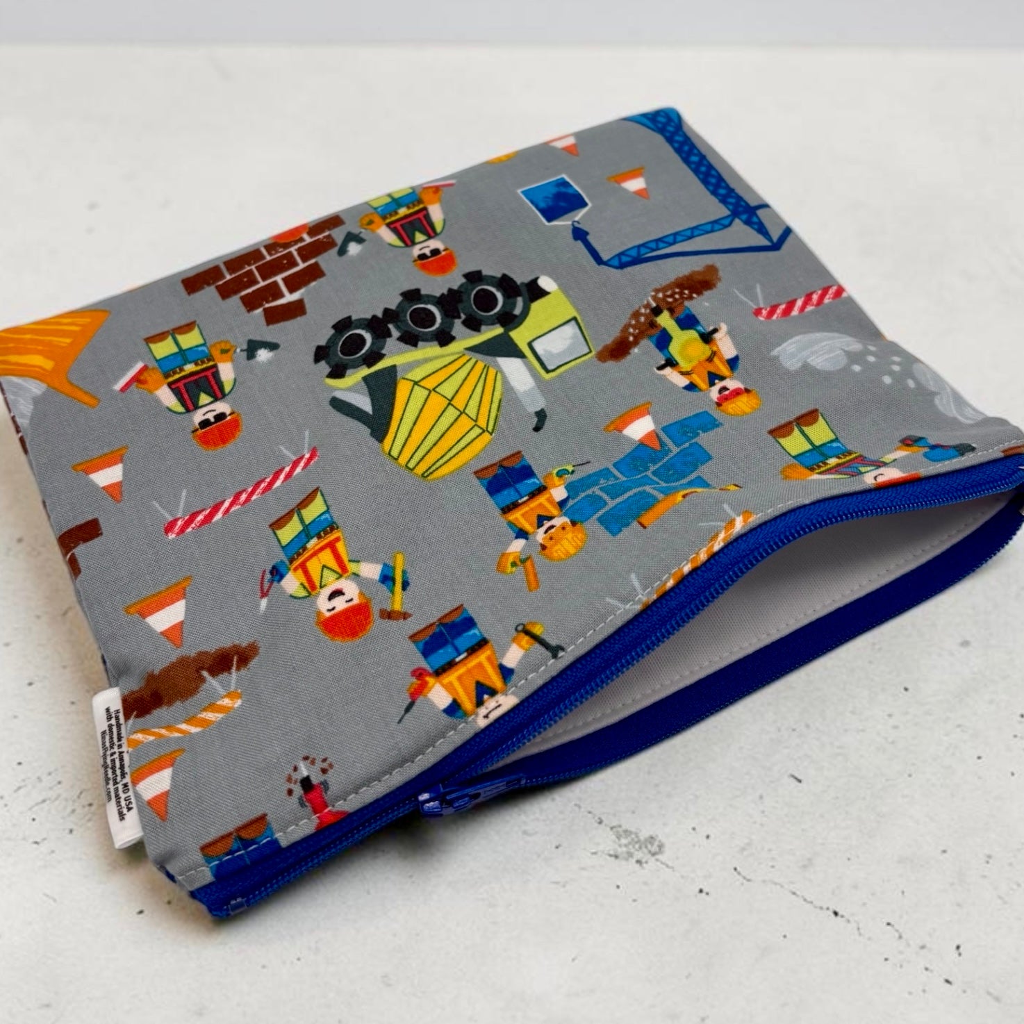 Sandwich Sized Reusable Zippered Bag Construction Crew