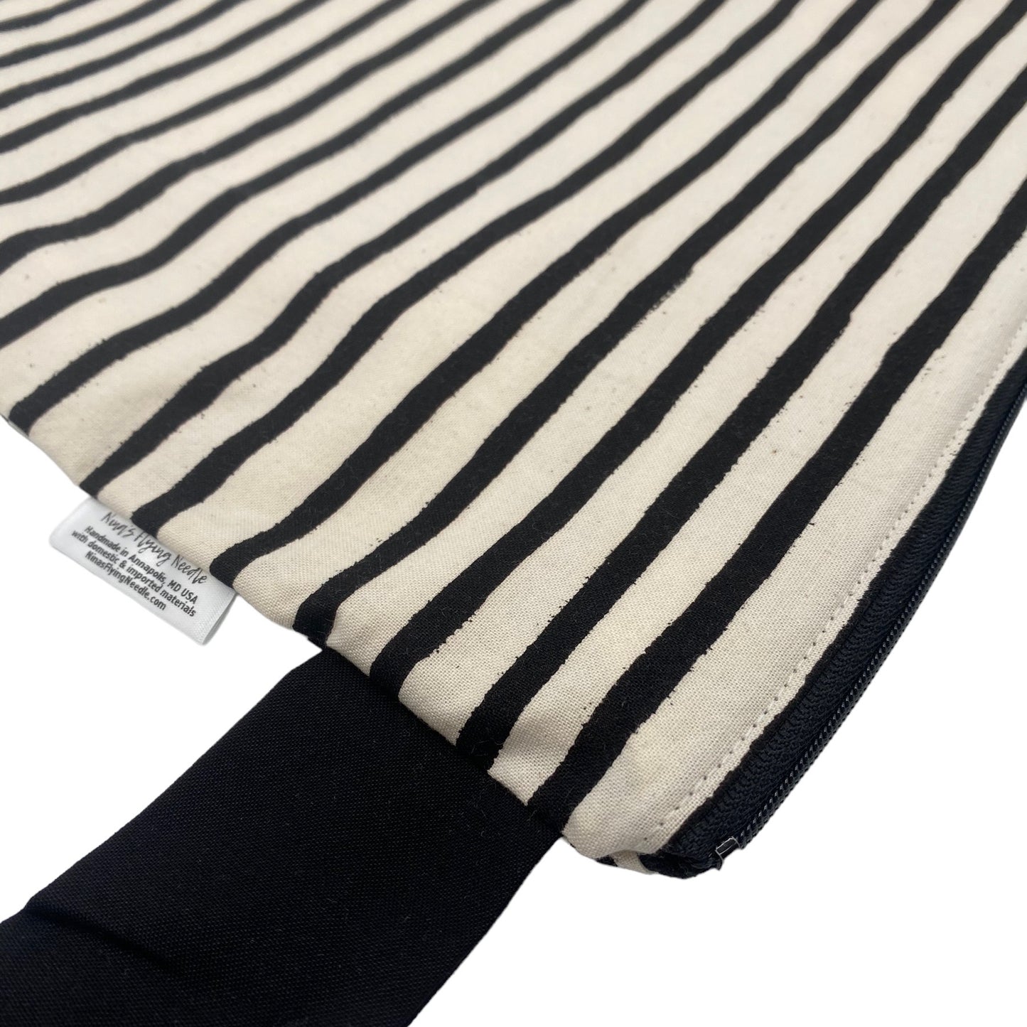 Large Wet Bag with Handle Stripes Black Cream