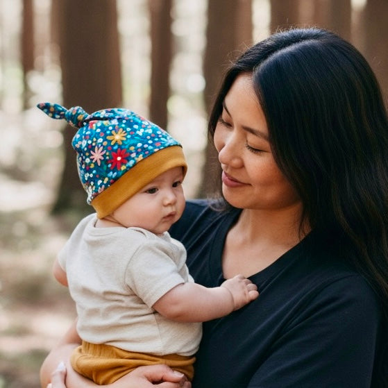 Knot Hat in Newborn: Floral