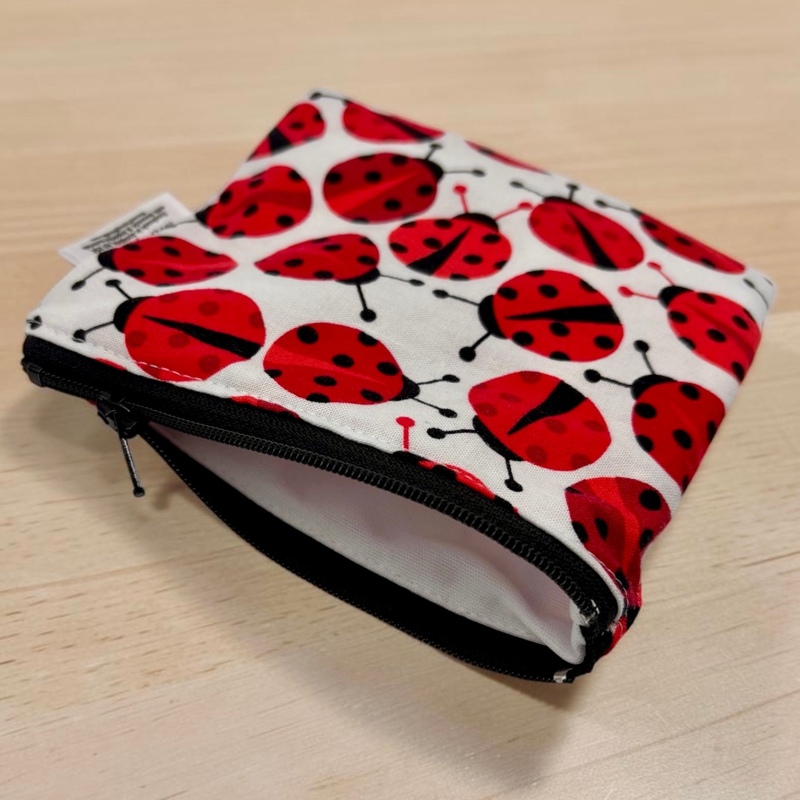 Toddler Sized Reusable Zippered Bag Ladybugs