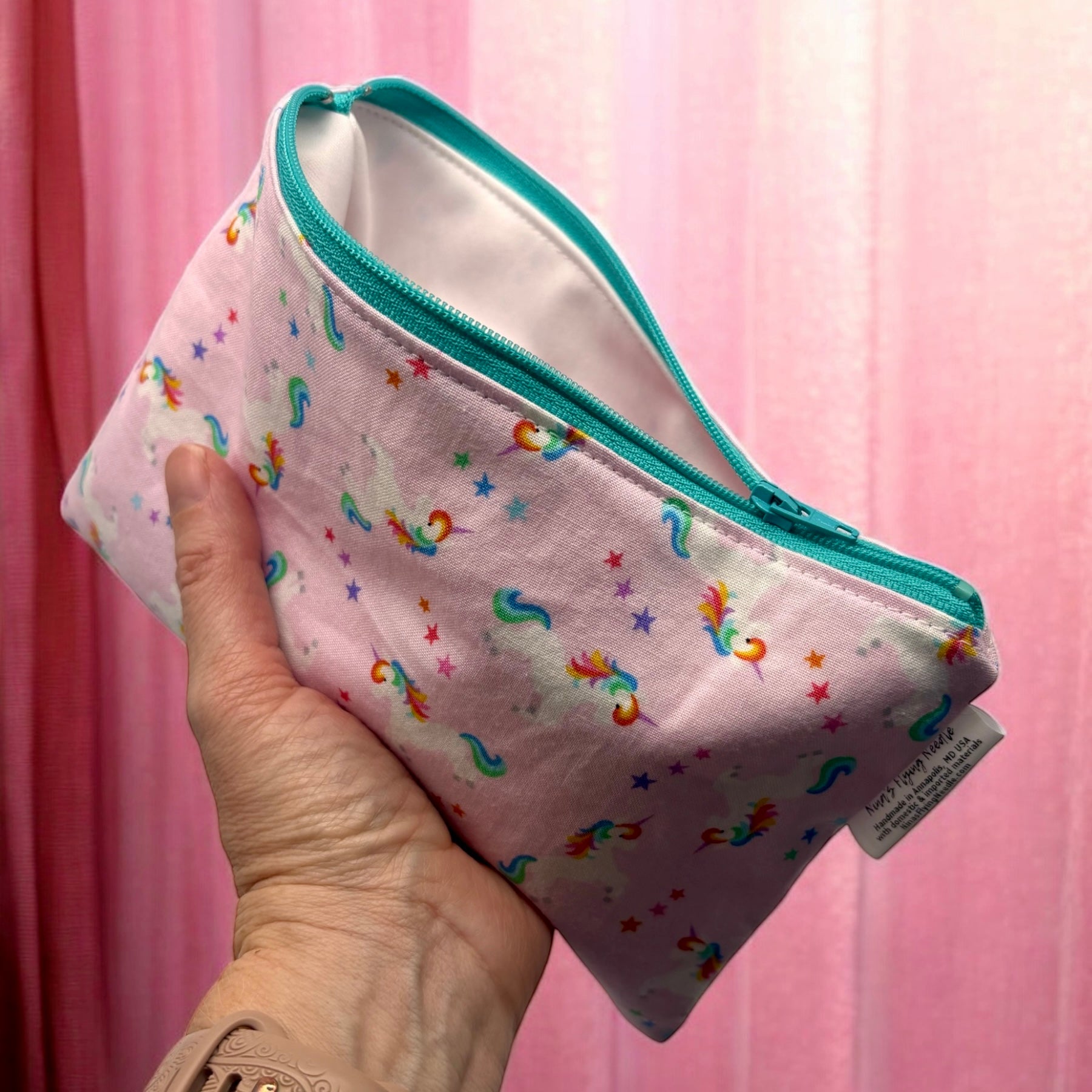 Snack Sized Reusable Zippered Bag Unicorn Rainbows