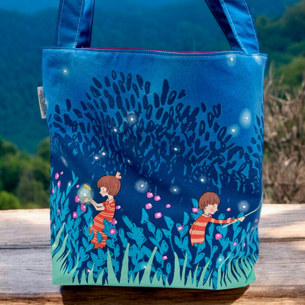 Children's Library Sized Reversible Tote Fireflies