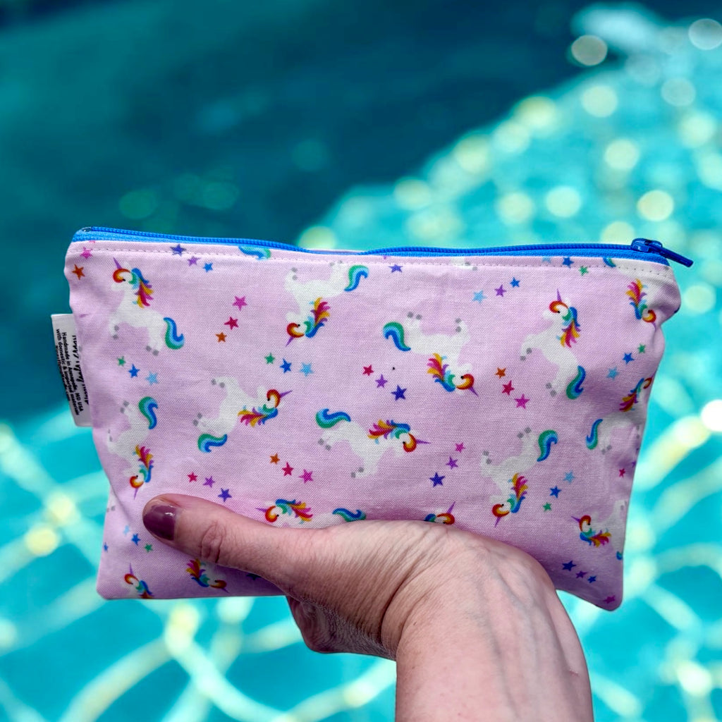 Snack Sized Reusable Zippered Bag Unicorns Rainbow