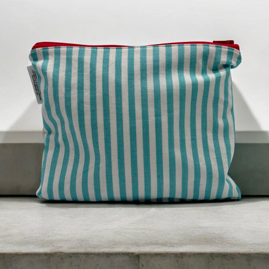 Small Sized Wet Bag Stripes Aqua Blue
