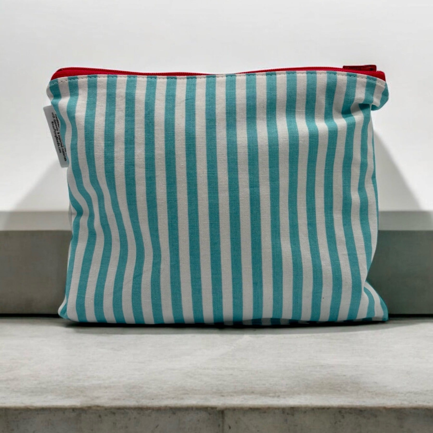 Small Sized Wet Bag Stripes Aqua Blue