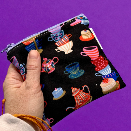 Toddler Sized Reusable Zippered Bag Tea Cups