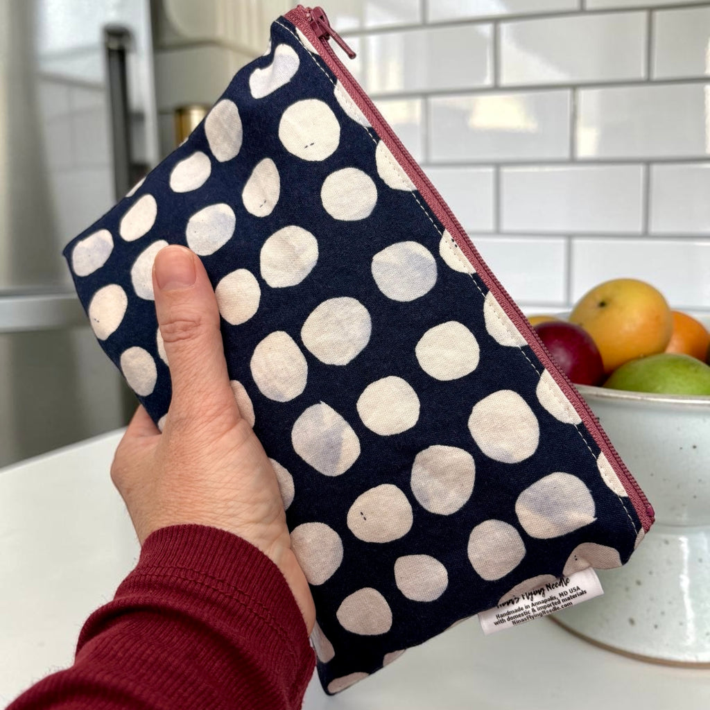 Snack Sized Reusable Zippered Bag Dots Large