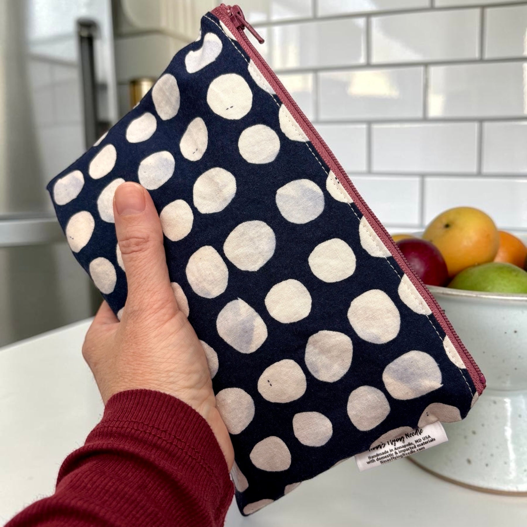 Snack Sized Reusable Zippered Bag Dots Large