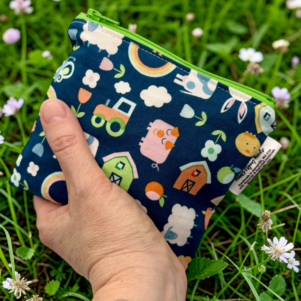 Toddler Sized Reusable Zippered Bag Animals Farm