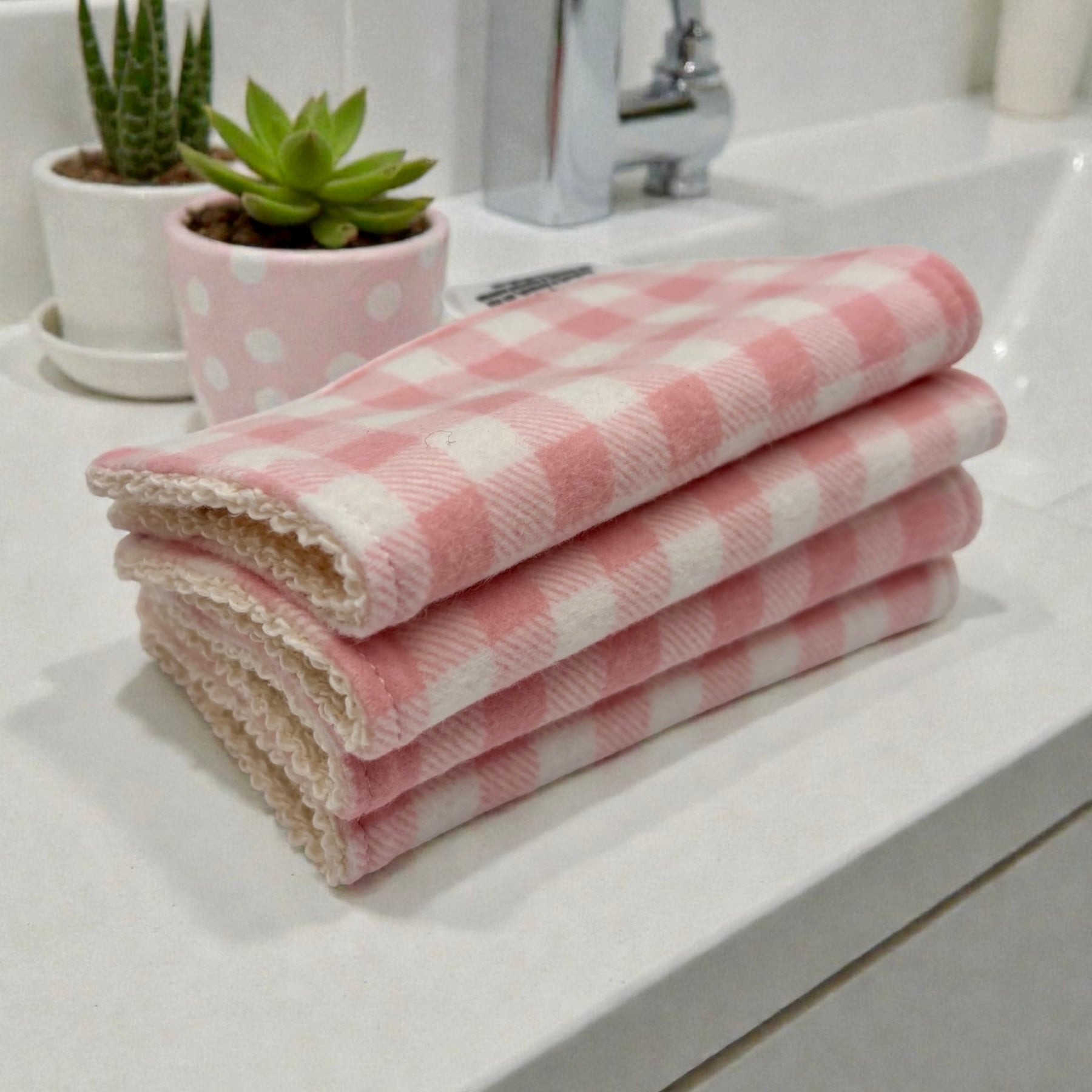 Wash Cloths - Minis - Gingham - Pink