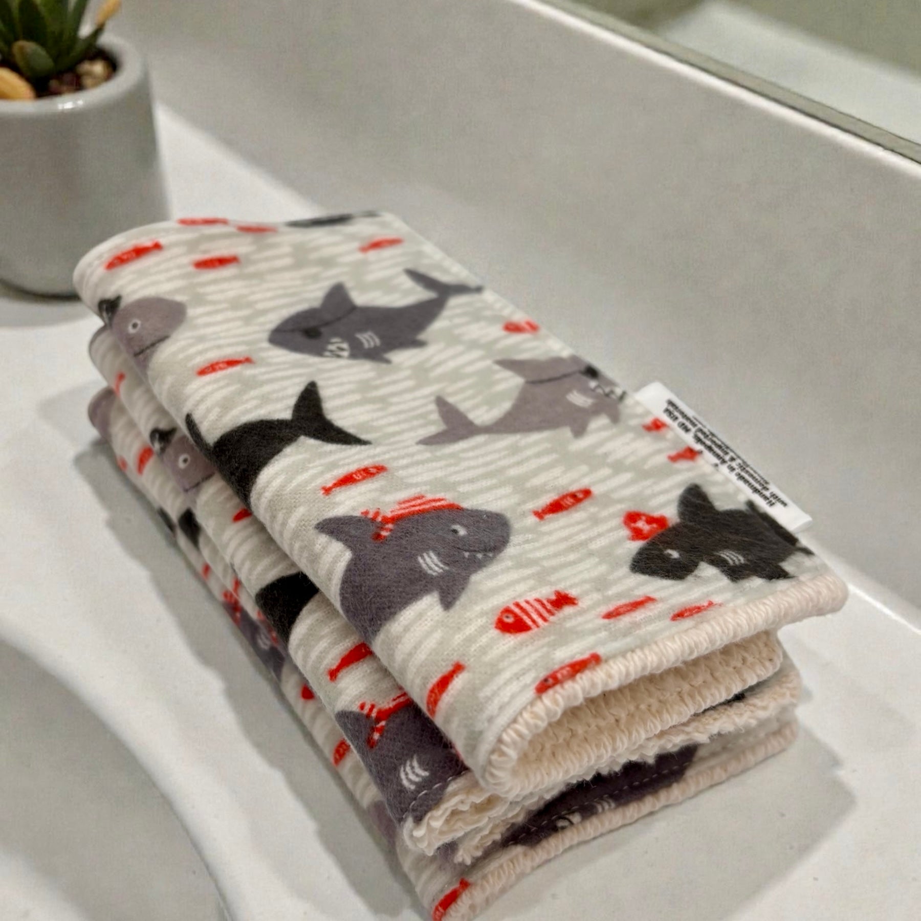 Wash Cloths - Minis - Pirate Sharks