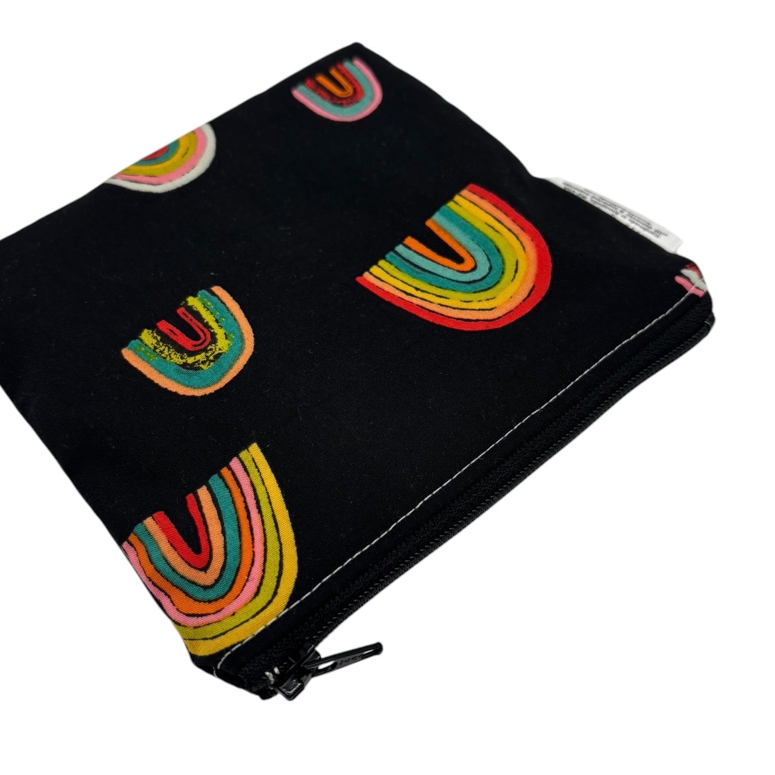 Toddler Sized Reusable Zippered Bag Rainbows on Black