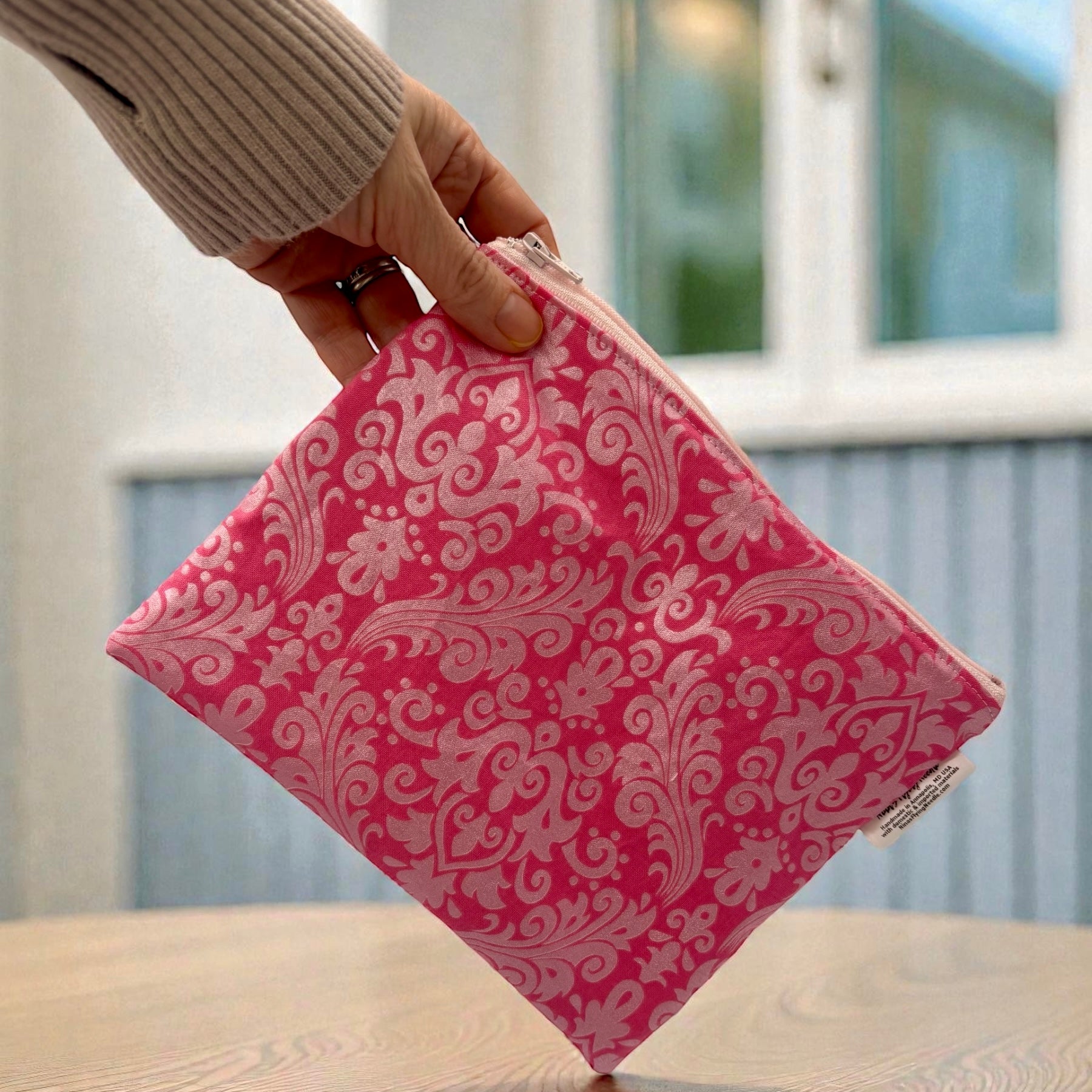 Sandwich Sized Reusable Zippered Bag Paisley Print Metallic