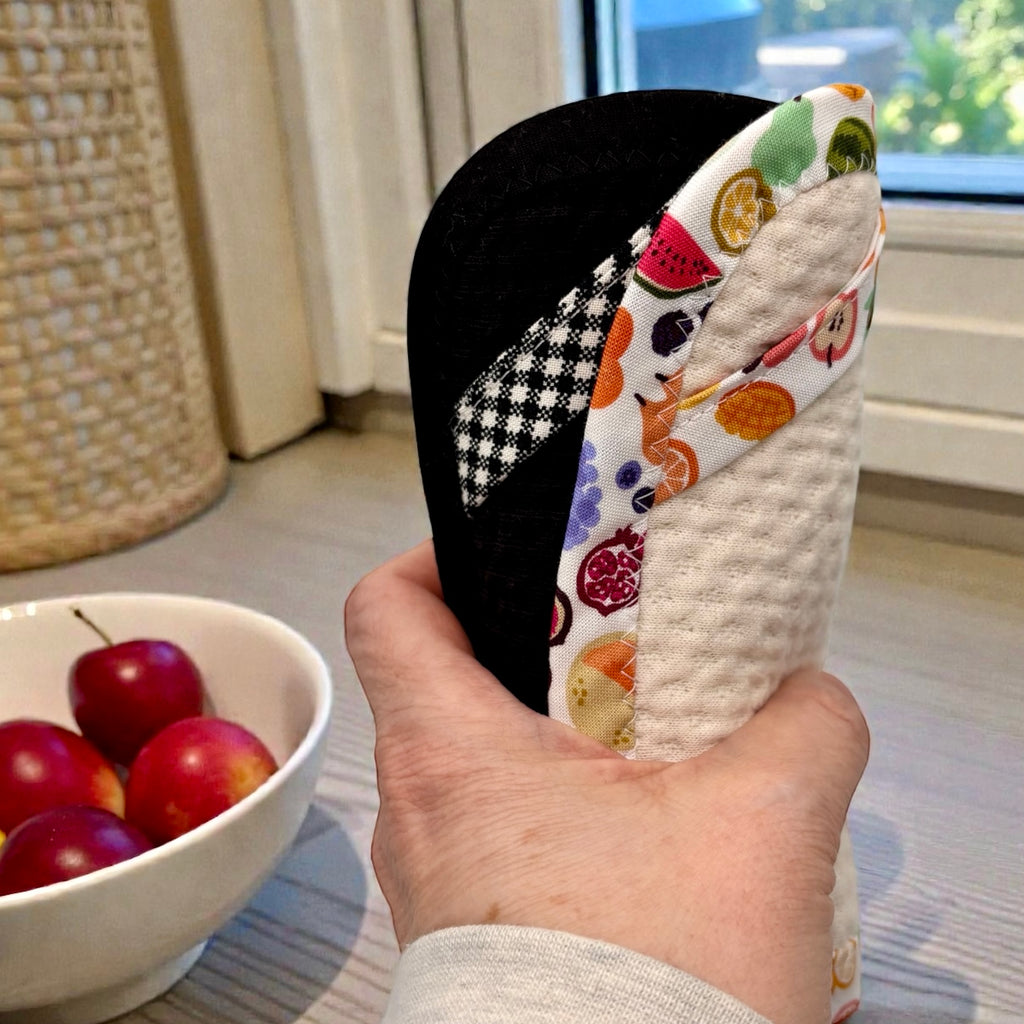 Set of 2 TINY Reusable Paper Towels - Fruit and Black